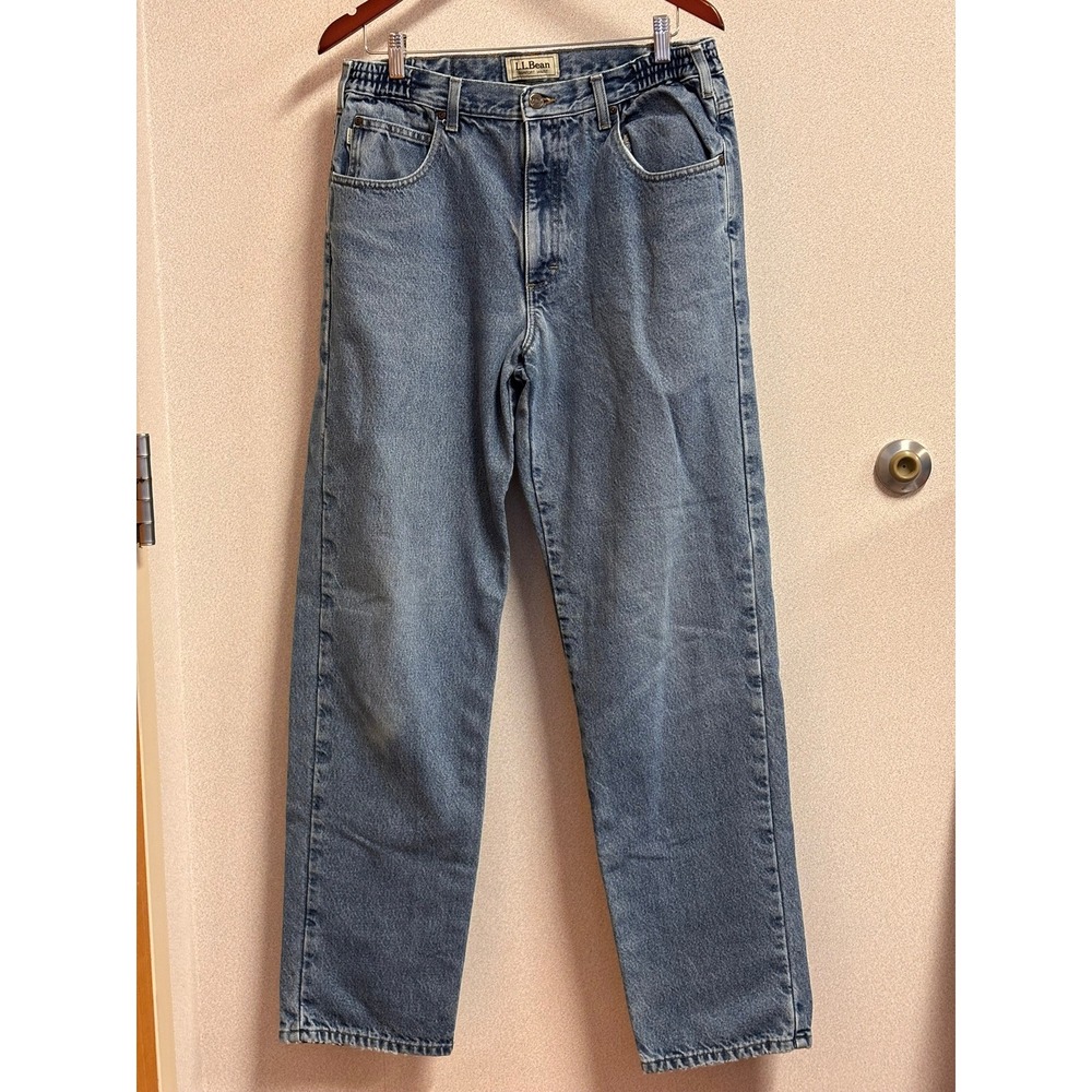 LL Bean Flannel Lined Jeans Mens 34x34 Comfort Waist Double L Collection FLAW